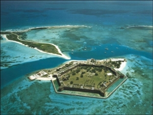 Aerial View of Fort Jefferson on Garden Key and Bush Key  Source: National Park Service